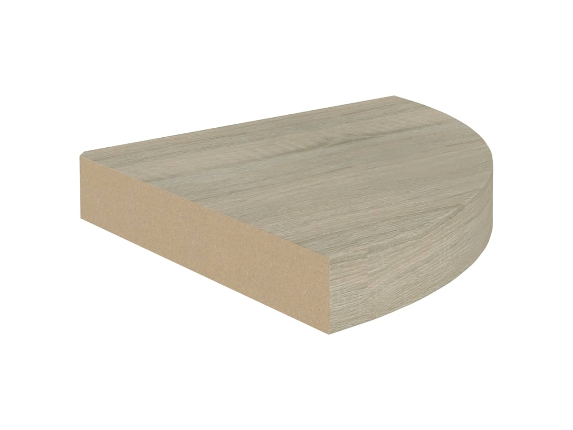 Estante esquina de pared 4 uds MDF roble y blanco 25x25x3,8 cm