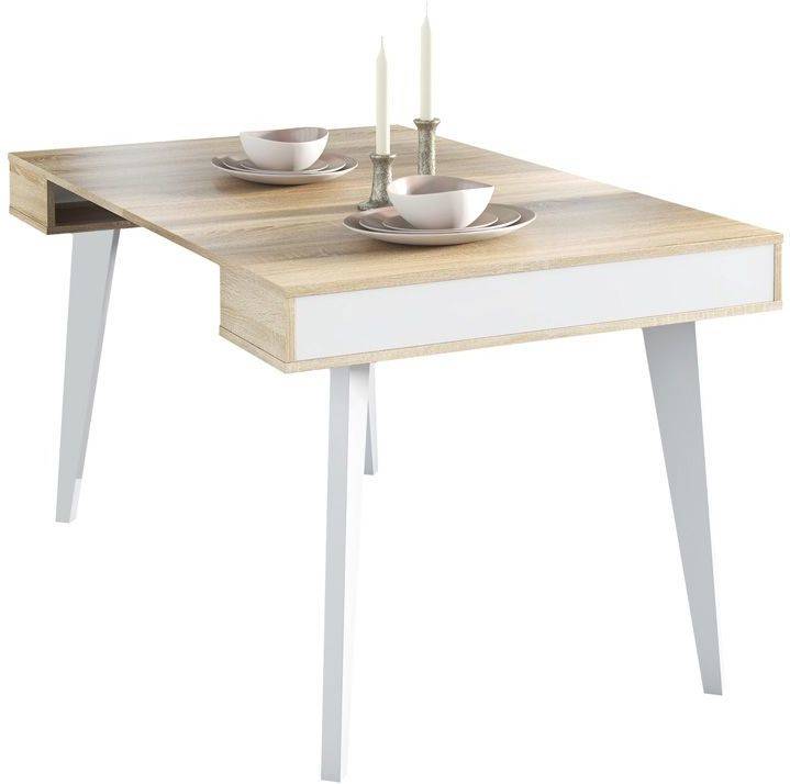 Mesa De Comedor skraut home newnordick140blso blanco roble cepillado melamina 1466 2396 3056 x 784 536 – 90 cm consola extensible hasta dimensiones cerrada 79 54 1466cm