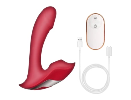 Vibrador de masaje de succión portátil con control remoto inalámbrico con 9 modos (rojo rosa) VEANXIN