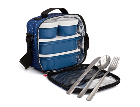 Conjunto de Mochila Lonchera Térmica TATAY Urban Food Y Cubiertos (Azul)