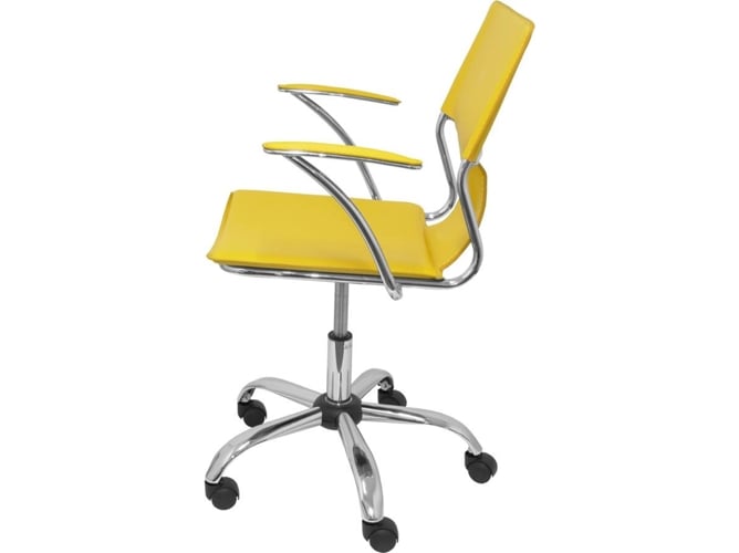 Piqueras Y Crespo modelo 214 silla de oficina con brazos fijos regulable en altura giratoria 360º asiento respaldo tapizados similpiel color amarillo escritorio operativa pyc bogarra piel