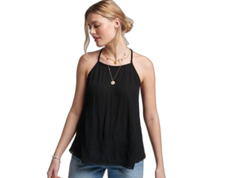 Top para Mujer SUPERDRY (2XS - Algodón - Negro)