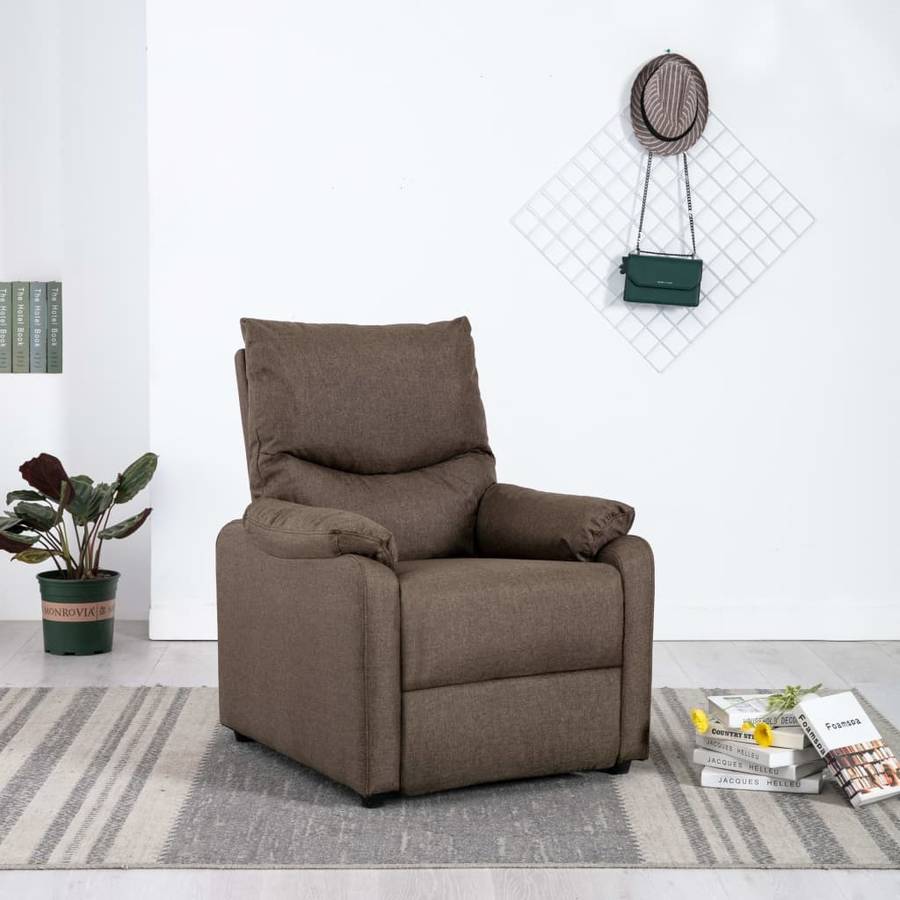 Sillón VIDAXL TV (Reclinable - Tela - Marrón - 73x158x73 cm)