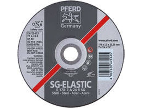 Disco PFERD Desbaste Línea Sg-Elastic Alto Rendimiento Acero (115-4 1 A 24 R Sg Pipe/22 23)