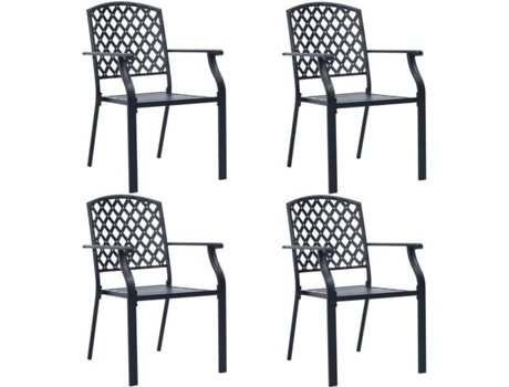 Conjunto 4 Silla de exterior VIDAXL Negro Metal (56x65x89 cm)