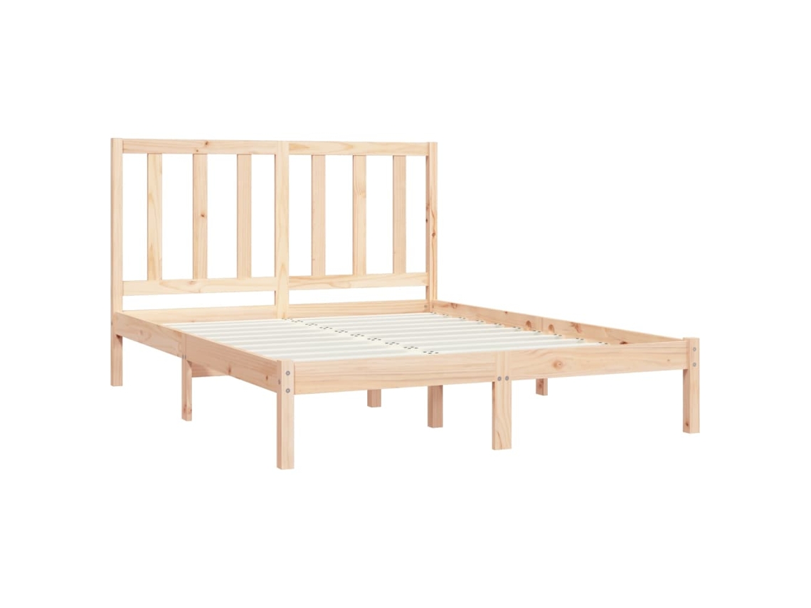 vidaXL Estructura cama madera maciza pino blanco king size 150x200