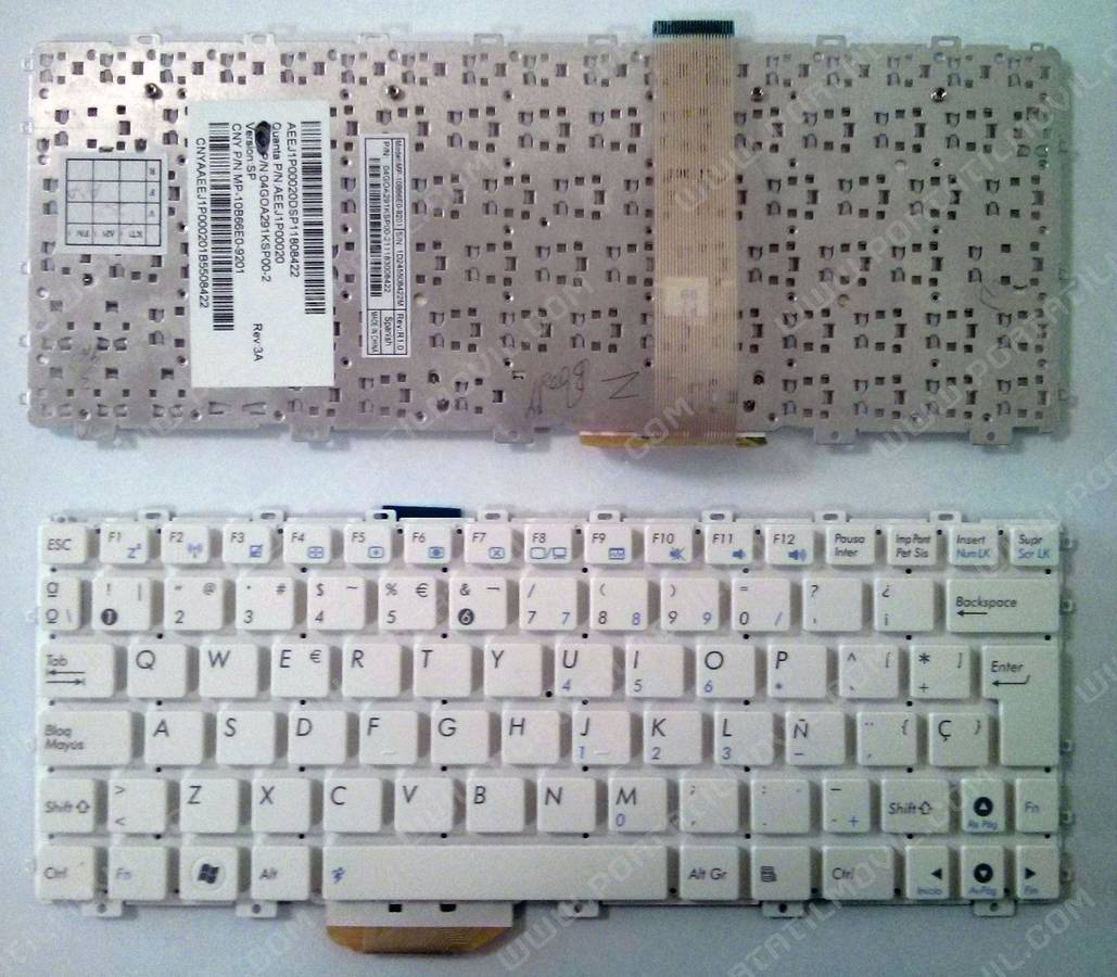 Teclado Blanco Portátil Asus Eee Pc 1015Cx 1015Bx 1015B 1015Px