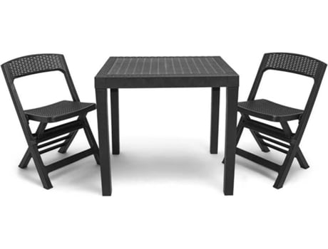 Conjunto de Comedor IPAE-PROGARDEN Poker (2 Sillas - Mesa:78x65x72 cm - Sillas:48x48x76 cm)