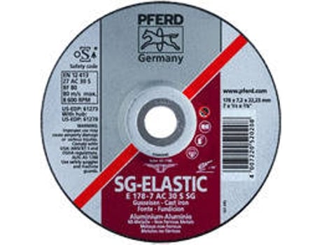 Disco PFERD Desbaste Línea Sg-Elastic Alto Rendimiento Costra De Fundición (178-7 Ac30 S Sg/22 23)