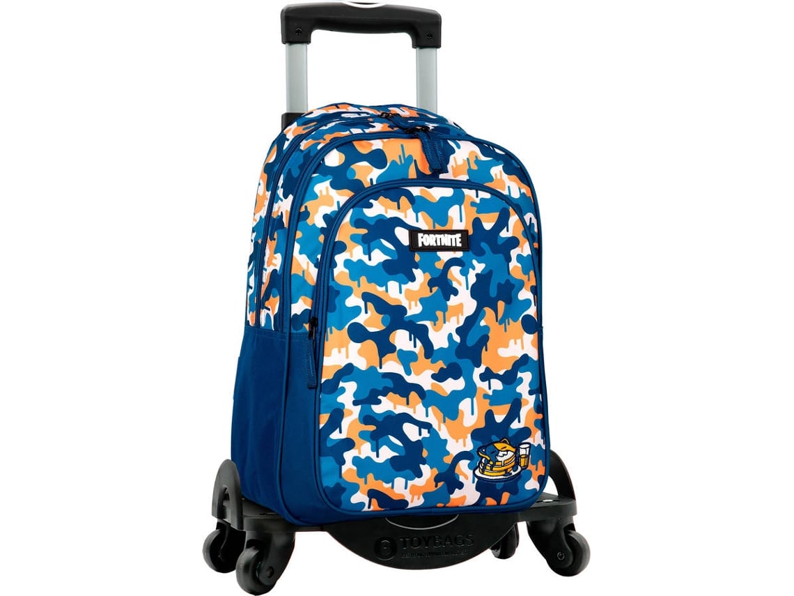 Mochila con Trolley FORTNITE Blue Camo 4 Ruedas Multicolor