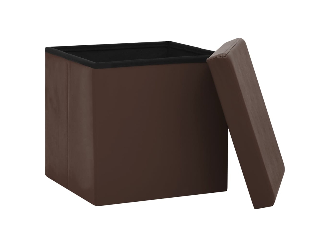 Taburete con almacenaje plegable marrón PVC MAISON EXCLUSIVE