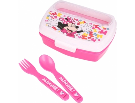 Fiambrera Rectangular Para el almuerzo infantil con cubiertos minnie so edgy bows lonchera mouse rosa 6 x 16 14