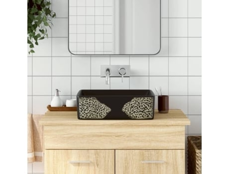 MAISON EXCLUSIVE Lavabo sobre encimera rectangular cerámica negro 46x35,5x13 cm