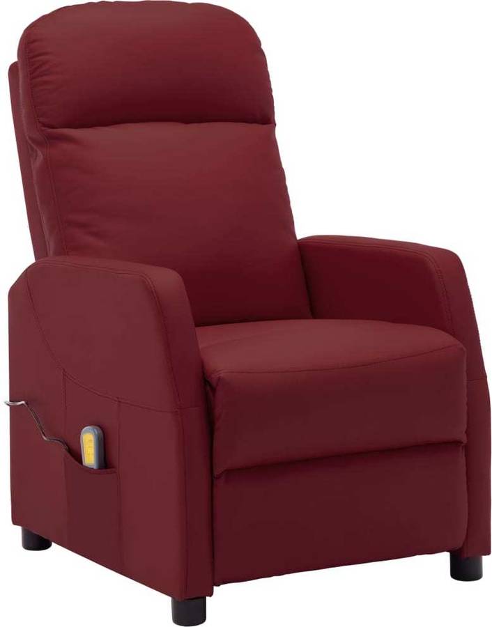 Sillón de Masaje VIDAXL Reclinable Cuero Sintético Rojo Vino Tinto