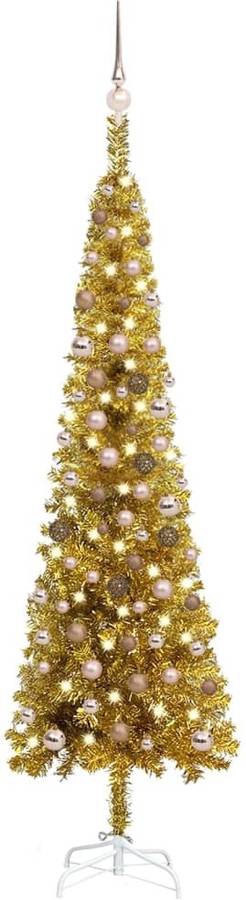 Set De Árbol navidad estrecho con led y dorado 210 cm vidaxl luces 210x55