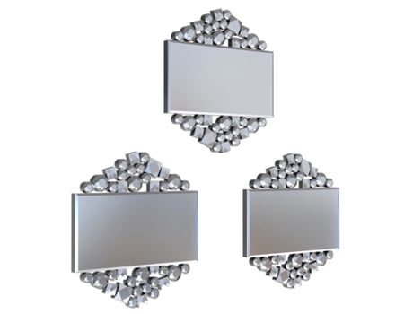 Set de 3 Espejos Decorativos de Pared DIAMOND HEX 30x26 cm - Decoracion de Pared Original y Elegante. DEKOARTE