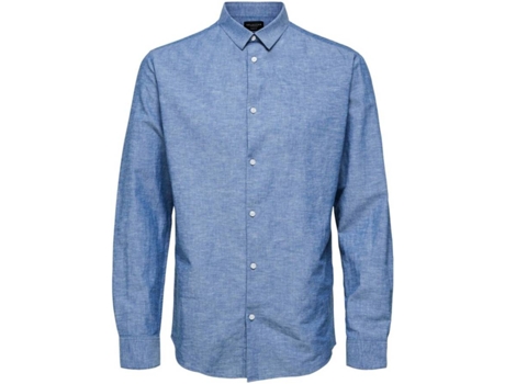 Camisa SELECTED Slim Algodón Hombre (M - Azul)