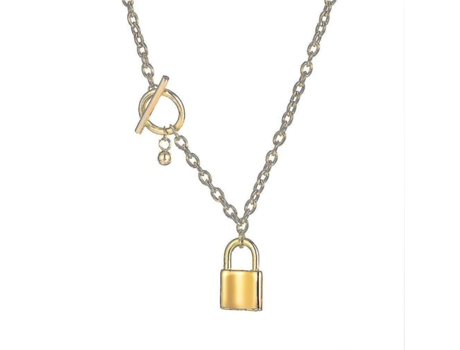 Collar femenino OT Lock Head Golden Titanium Steel Clavícula Cadena para uso diario