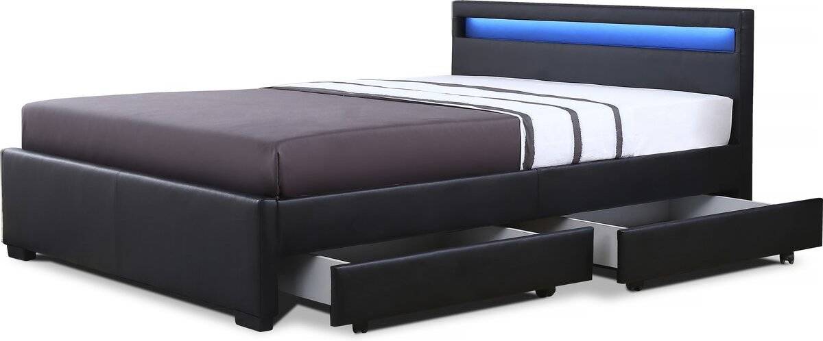 Cama Habitat Y nico contrachapado negro 140 x 190 cm