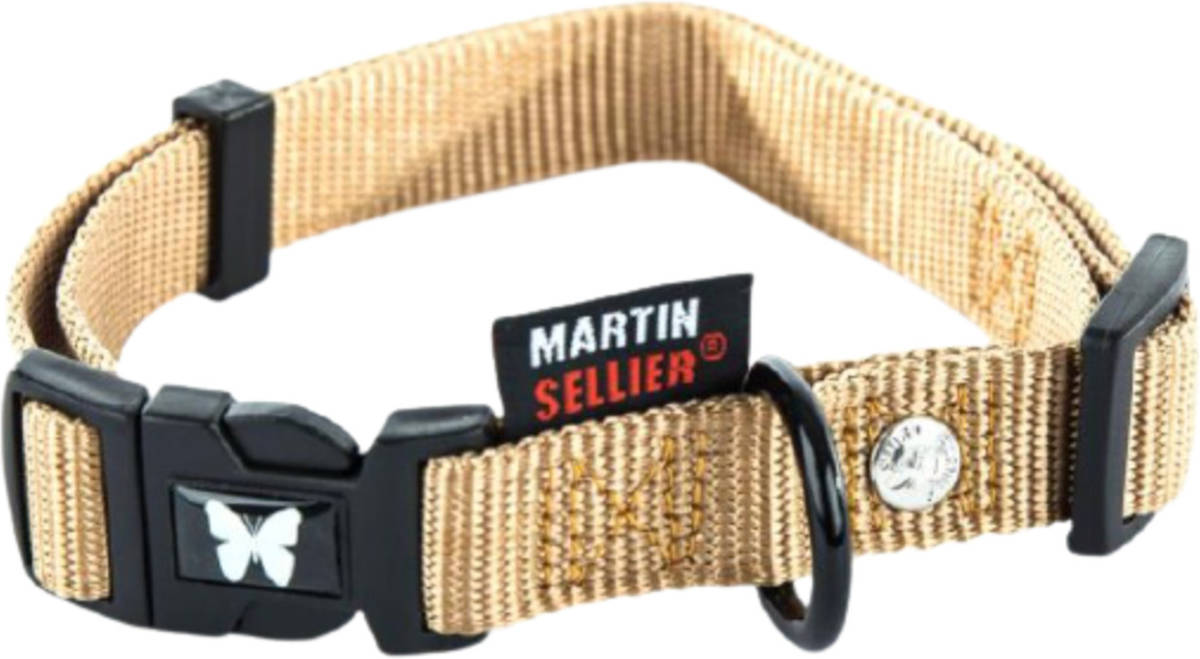 Collar de Perros MARTIN SELLIER Regulable (Beis - L - 45-65 cm - Nylon - Porte Medio, Gran)