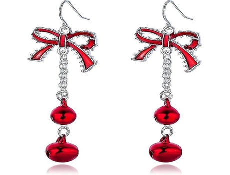 Pendientes colgantes perforados de la referencia roja de Navidad Jingle Tassels Silver Chaped Samed Girls Regalos de vacaciones