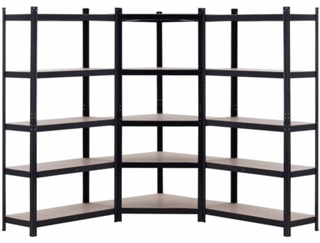 Conjunto 2 Estanterías gh91 garden house garage 91 02076 negro y acero galvanizado mdf 90x40x180 cm pack 1 5