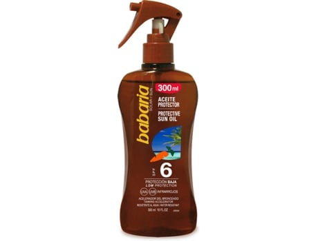 Protector Solar BABARIA Spray acelerador del bronceado en aceite seco Zanahoria SPF 6 (300ml)