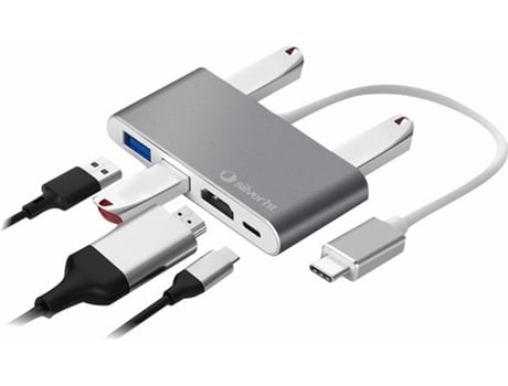 Hub Logan SILVER HT USB-C 6 en 1 (6 Puertos - Plateado)