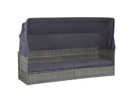 MAISON EXCLUSIVE - Cama de jardín con toldo 205x62 cm ratán sintético gris