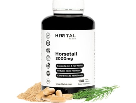 Cola Caballo 3000 mg. 180 cápsulas veganas para 6 meses. extracto concentrado equisetum arvense. natural que disminuye y mejora salud del cabello piel complemento alimentar