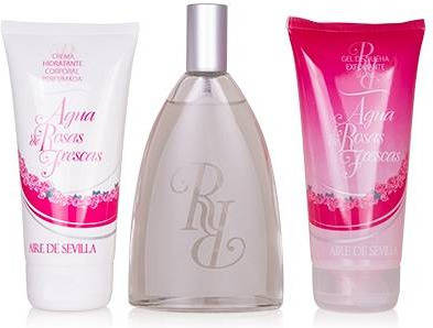 Cofre AIRE SEVILLA Agua Rosas Agua de Rosas Frescas Edt 100 ml + Loción Corporal 150 ml + Gel 150 ml