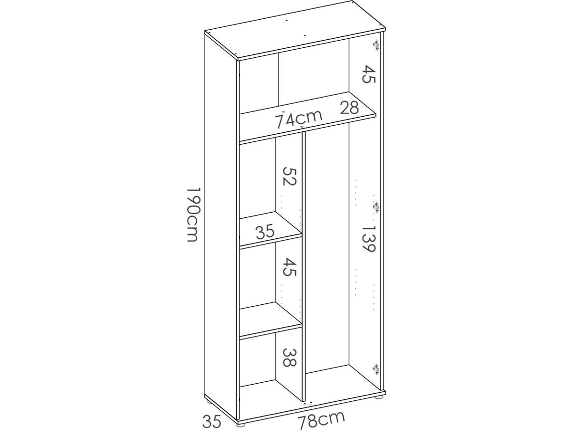 Armario Multiusos 2 Puertas con Escobero DKIT Fit (Blanco - 190x78x35 cm)