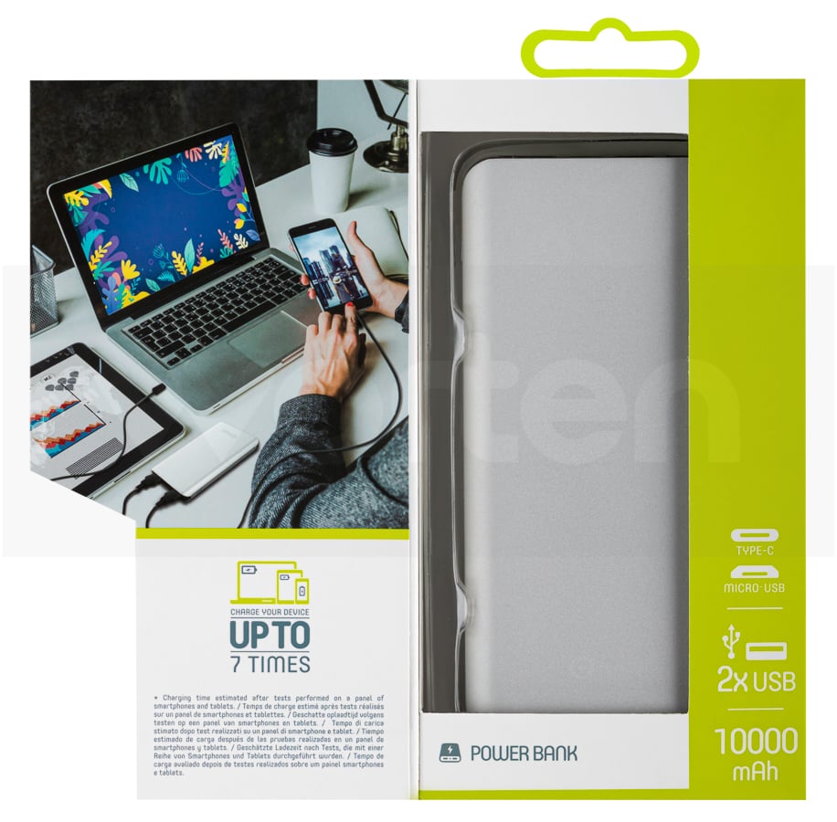 Muvit Bank 10000 mah 2 usb 3a+21a qc 30+2 powerbank inputmicro tipo cplata tpc pd blanco muchp0159 1000 3.0