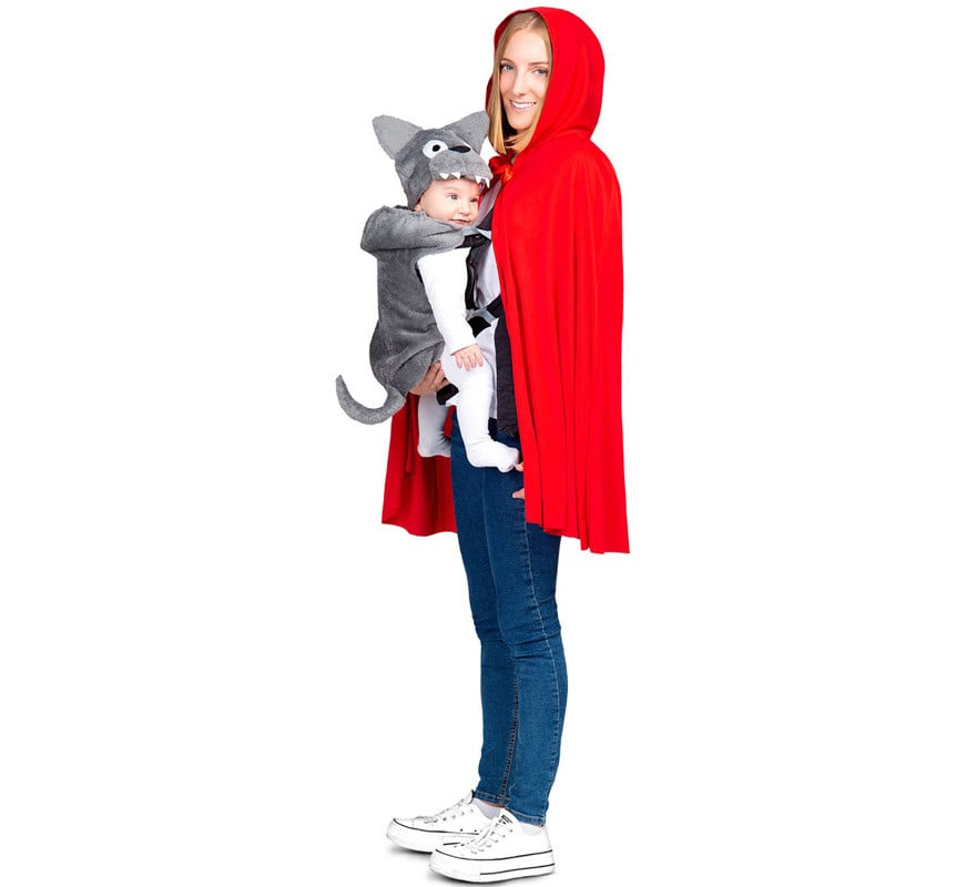 Disfraz Unisex MOM Pack De Fatos Caperucita Roja y Lobo con Cubierta De Mochila  (Adulto Universal)