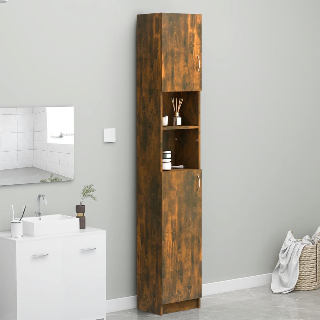 Armario Baño Madera contrachapada roble ahumado 32x255x190 cm vidaxl de 32 25.5 190