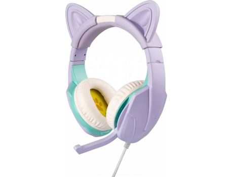 Auriculares Gaming INDECA Cute World Gato (Over Ear - Multiplataforma - Morado)