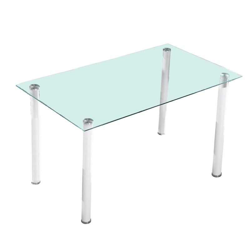 Mesa De Comedor blanca cristal para cocina medidas moderna 140 cm largo x 80 ancho 75 alto