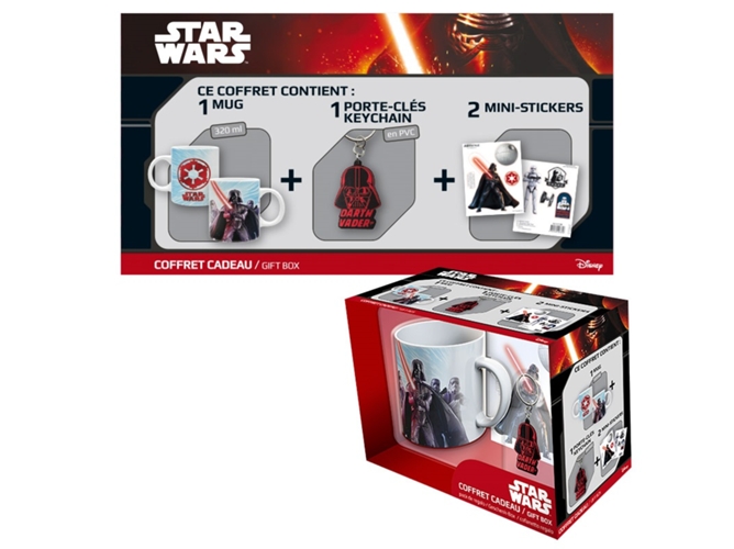 Pack Taza 320ML + Llavero + Pegatina Star Wars Vador