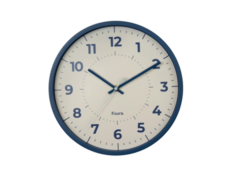 FISURA Reloj de pared original azul Reloj de cocina moderno Reloj de pared azul y blanco 30 cmde diámetro ABS y cristal 1 pila AA