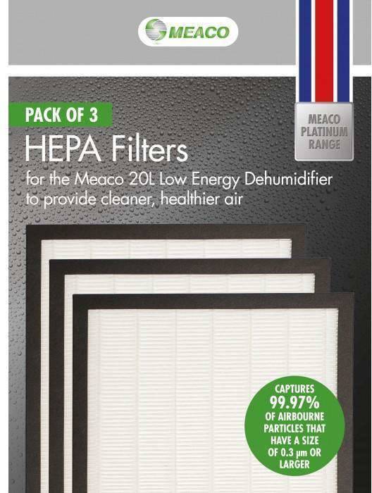 Juego de 3 Filtros MEACO HEPA para Deshumidificador 12 L