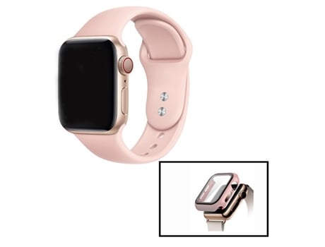 Kit Funda Anti-Impacto Correa SmoothSilicone para Apple Watch Series 9 Aluminio - 41mm - Rosa