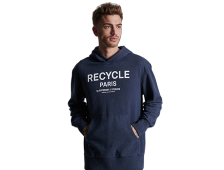 Sudadera con Capucha SUPERDRY Reciclada City Azul (S/M)