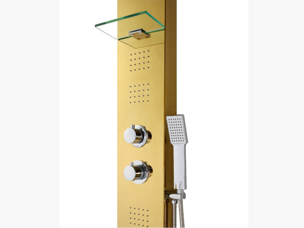 Columna de Ducha SHOWER DESIGN con Hidromasaje Termostática Josta (Dorado -  Metal - 45x20x150 cm)