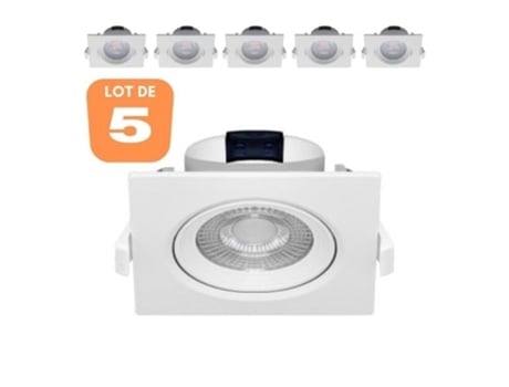 Conjunto de 5 puntos LED construidos -En White Square 5W IP20 4000K BRAYTRON