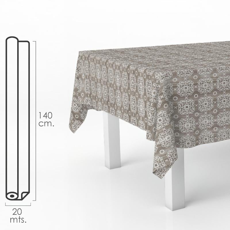 Mantel hule rectangular estampado madera. impermeable antimanchas pvc 140 cm. x 20 metros. rollo recortable. interior y exterior