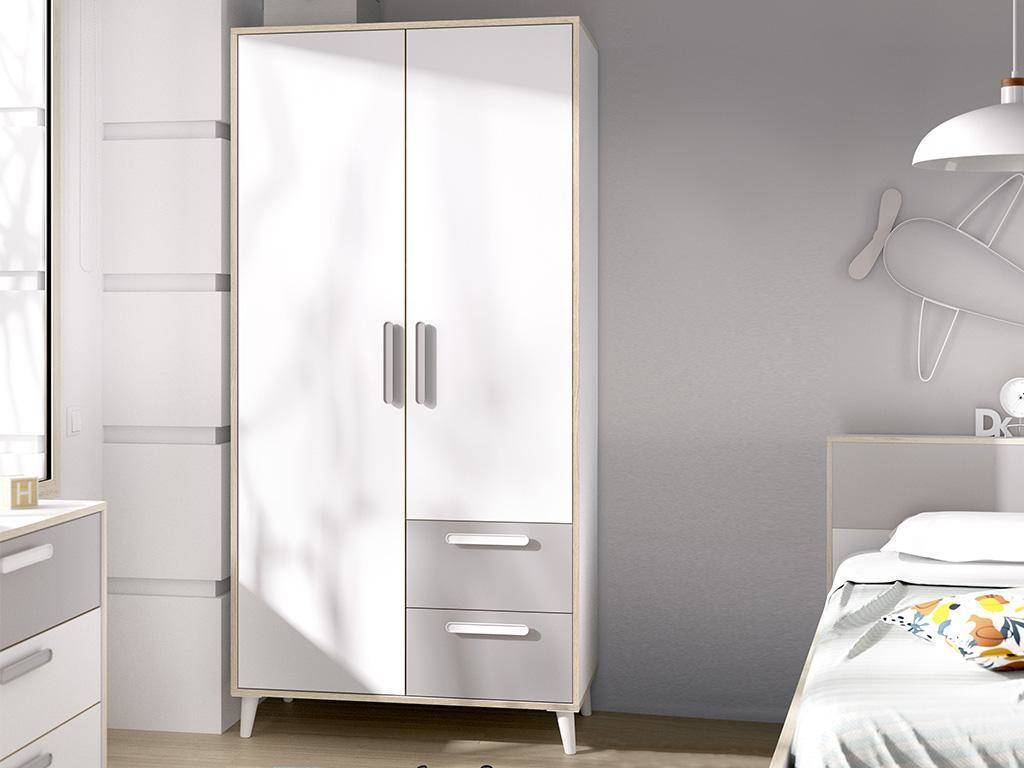 Armario Unique Boreal melamina blanco gris 185x91x50 cm venteunique libona 2 puertas y 91