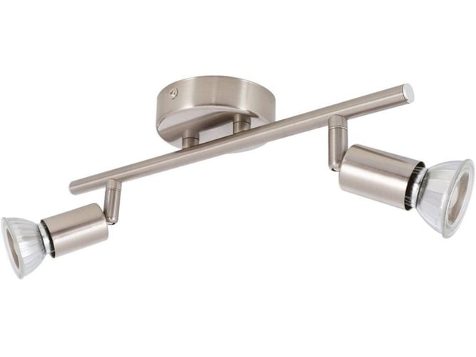 Ledkia Lighting Techo orientable metal oasis 2 focos plata 135x315x90 mm gu10 aluminio decoración