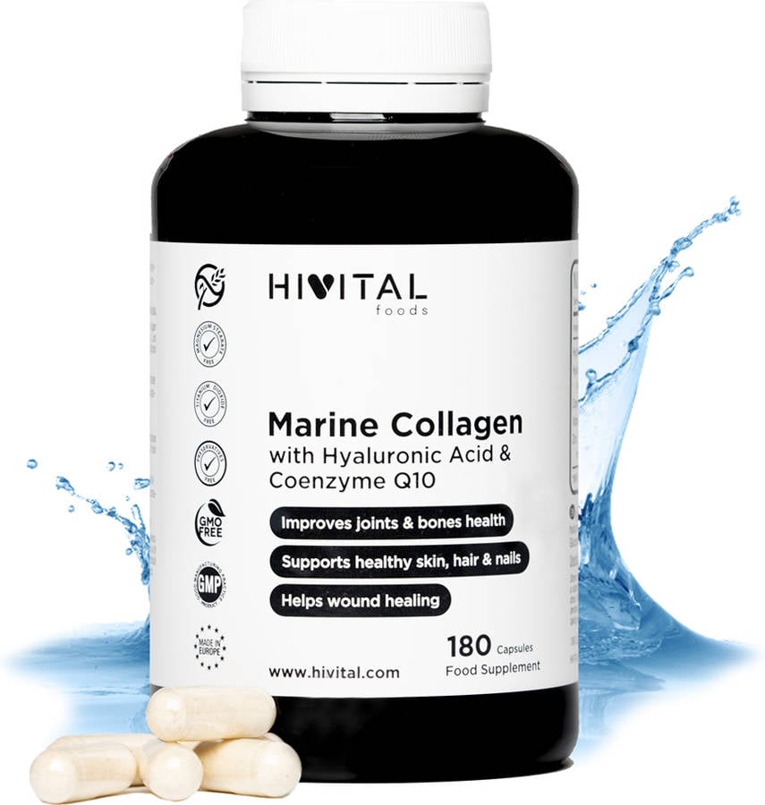 Complemento Alimentar HIVITAL Colágeno Marino con Ácido Hialurônico (180 Cápsulas)