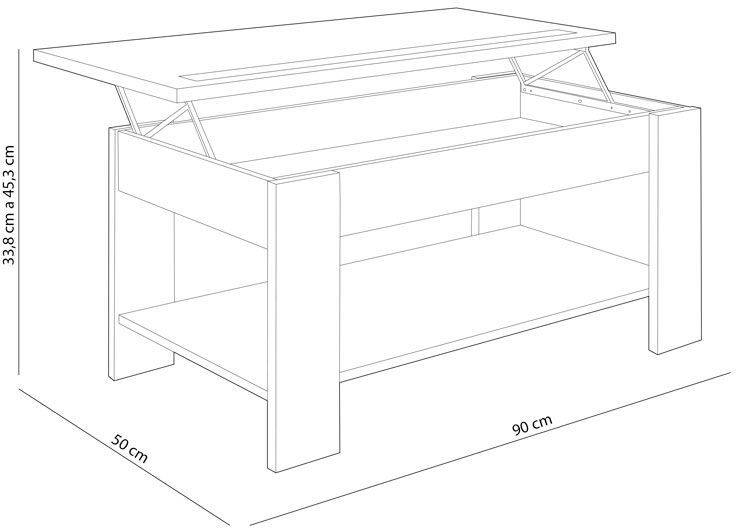 Mueble de Apoyo HOMESOUTH Cambria Claro (Melamina - 90 x 33,8–45,3 x 50  cm)