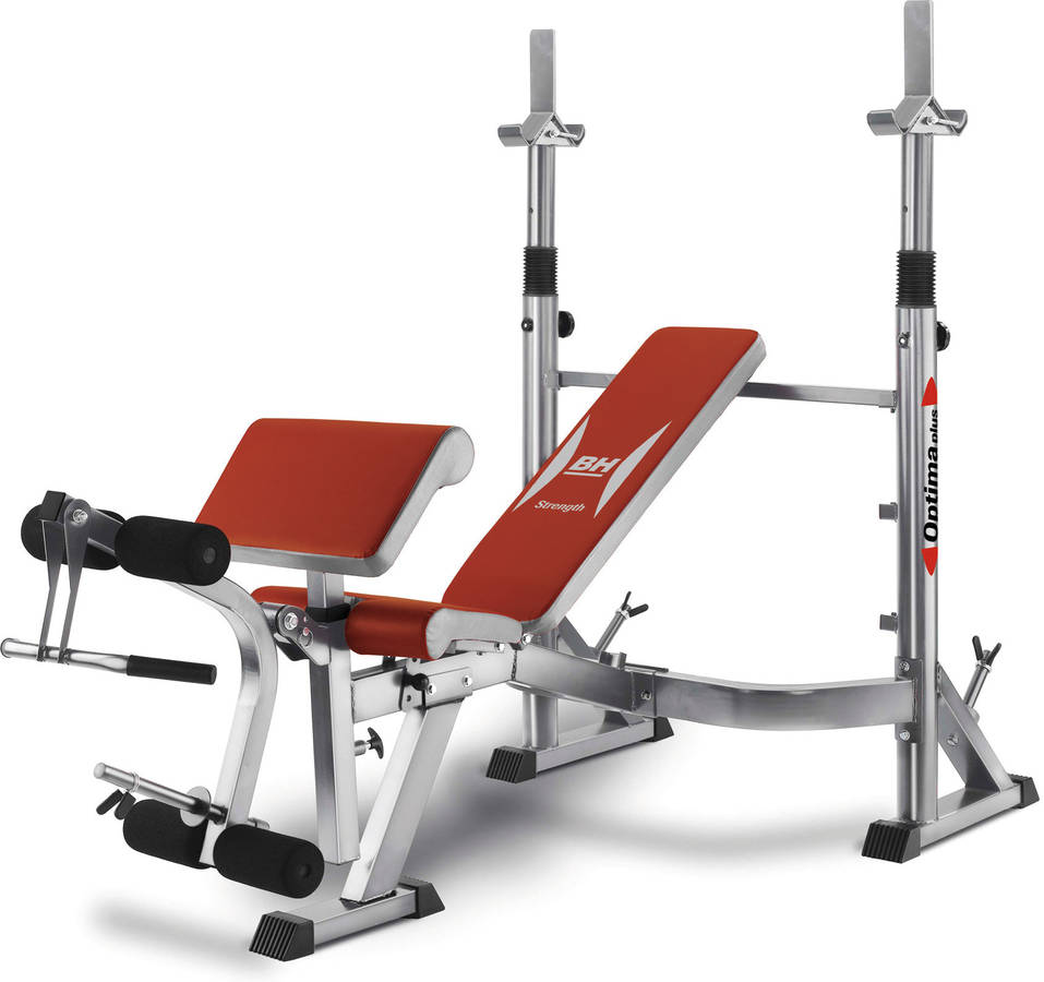 Banco de Musculación BH Optima Press G330 (Rojo - Peso Máx: 100 Kg - 208x171x103cm - Acero)